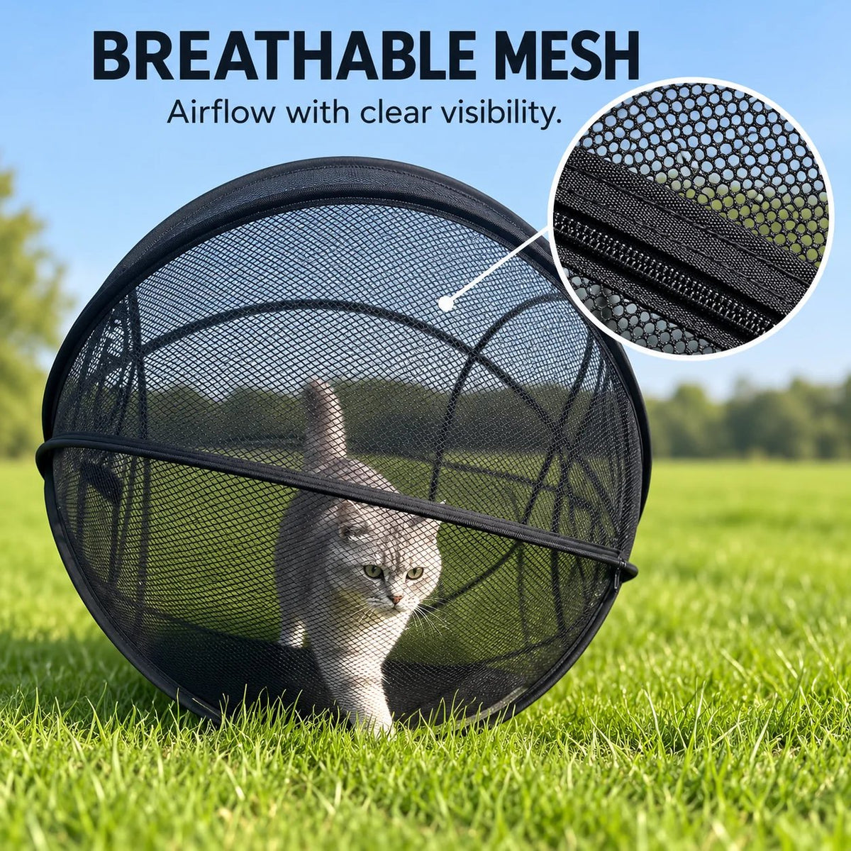 🐱🌿FreshAir Cat Haven – Aufstellbarer Laufstall aus Netzgewebe