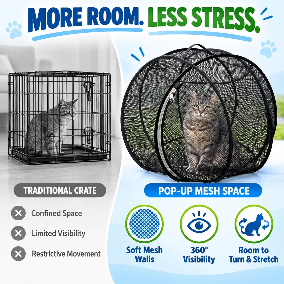 🐱🌿FreshAir Cat Haven – Aufstellbarer Laufstall aus Netzgewebe